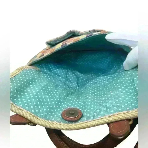 Fossil Crossbody Bag Fabric Canvas Multicolor Floral Leather Trim - Picture 8 of 9